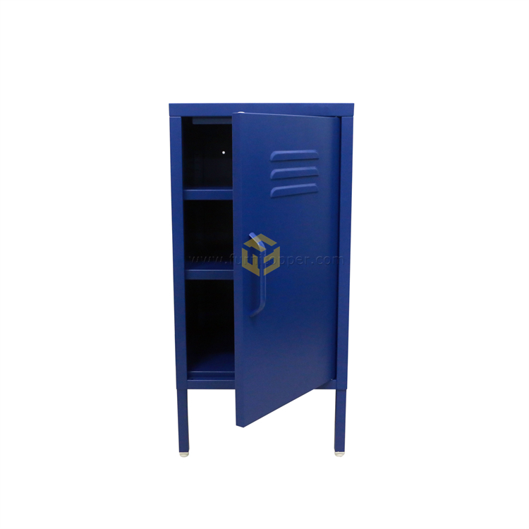 Dark Blue Metal Mini Storage Locker for Home Use Bedroom Nightstand