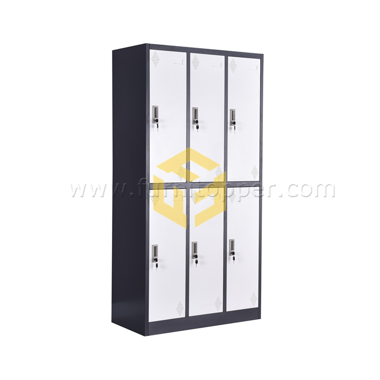 Luoyang Cabinet KD Modern Design 6 Door Wardrobe Steel Lockers