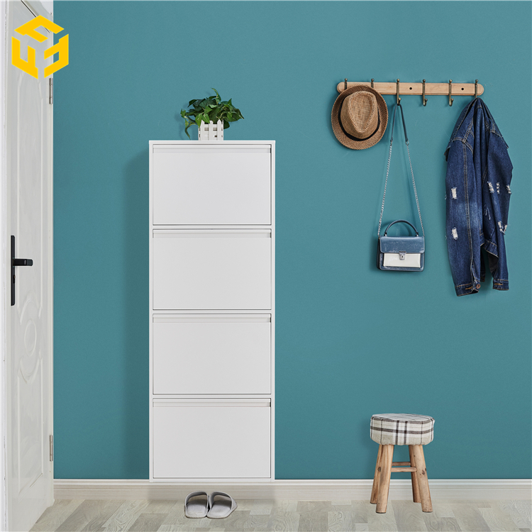 Home Use Wall Mounted 4 Drawer Shoe Cabinet Steel Storage Cabinet