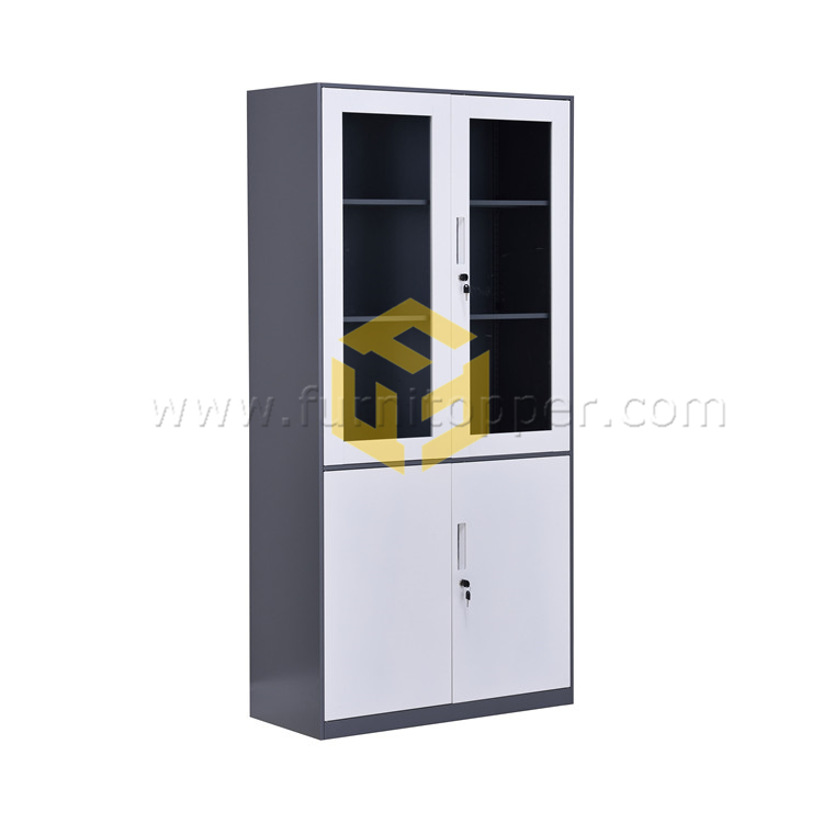Luoyang Furnitopper 12mm Narrow Edge Glass Door Bookcase Metal File Cabinet Metal Cabinet
