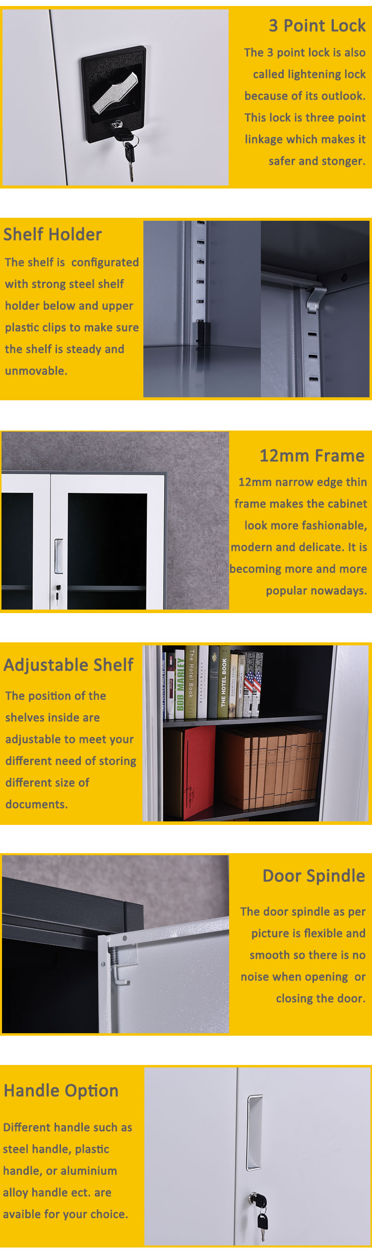 High Quality Half Height 12mm Narrow Edge Filing Cabinet Commercial Use