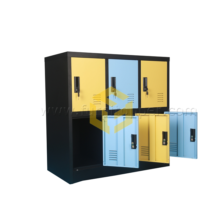 Mini Locker Storage 6 Door Office Employee Low Cabinet for Small Stuff Storage