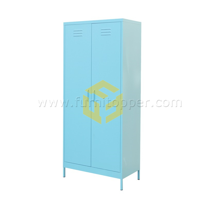Modern Blue Color Metal Clothes Wardrobe with Standing Legs Metal Cabinet