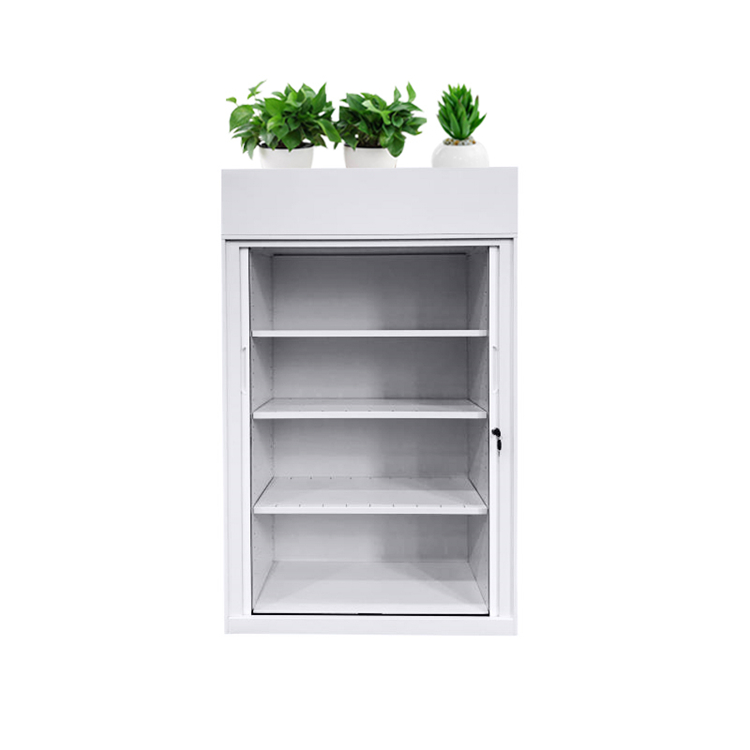 Tambour Door Storage Cabinet with Planter Box on Top