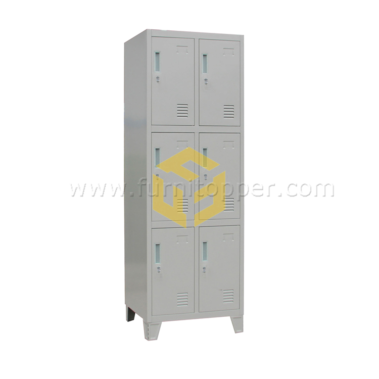 High Quality Hotsale 6 Door Workshop Industrial Lockers with Standing Legs