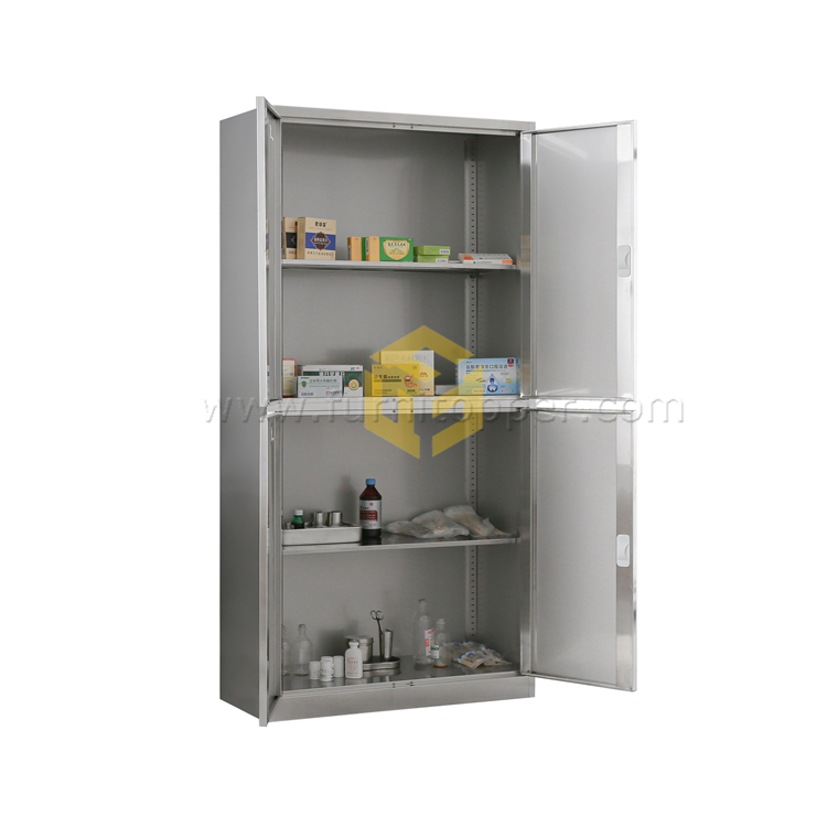 High Quality Beauty Salon and Hospital Use Stainless Steel 4 Door Storage Cabinet Commercial Use