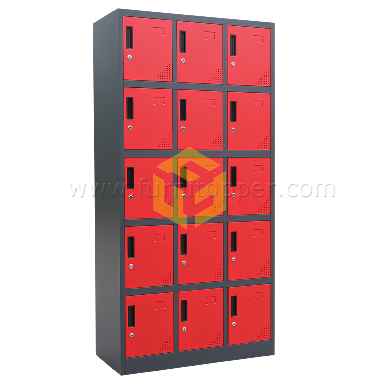 Metal Furniture Commercial Office Furniture Colorful Metal Locker Cabinet with 15 Doors