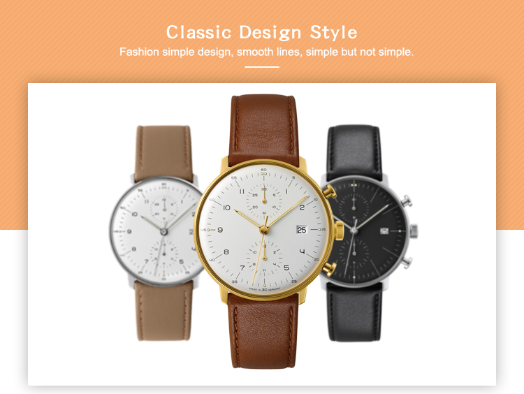 Dome Chronograph Quartz Fashion Stainless Steel Mens Wrist Watches