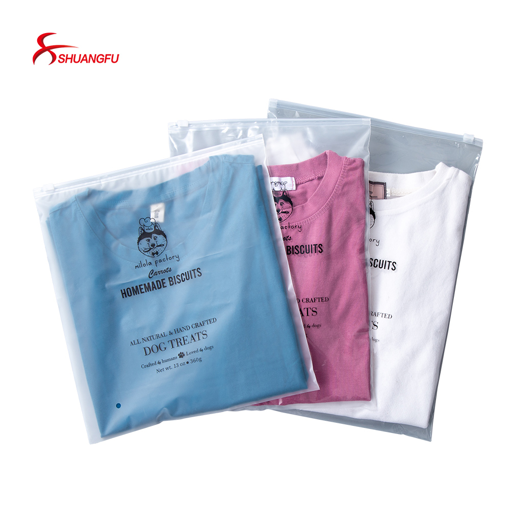 Shuangfu Emballage Chine fabricants biod gradables imprim s personnalis s fermeture clair v tement v tements t shirt sacs en plastique v tements emballage sac