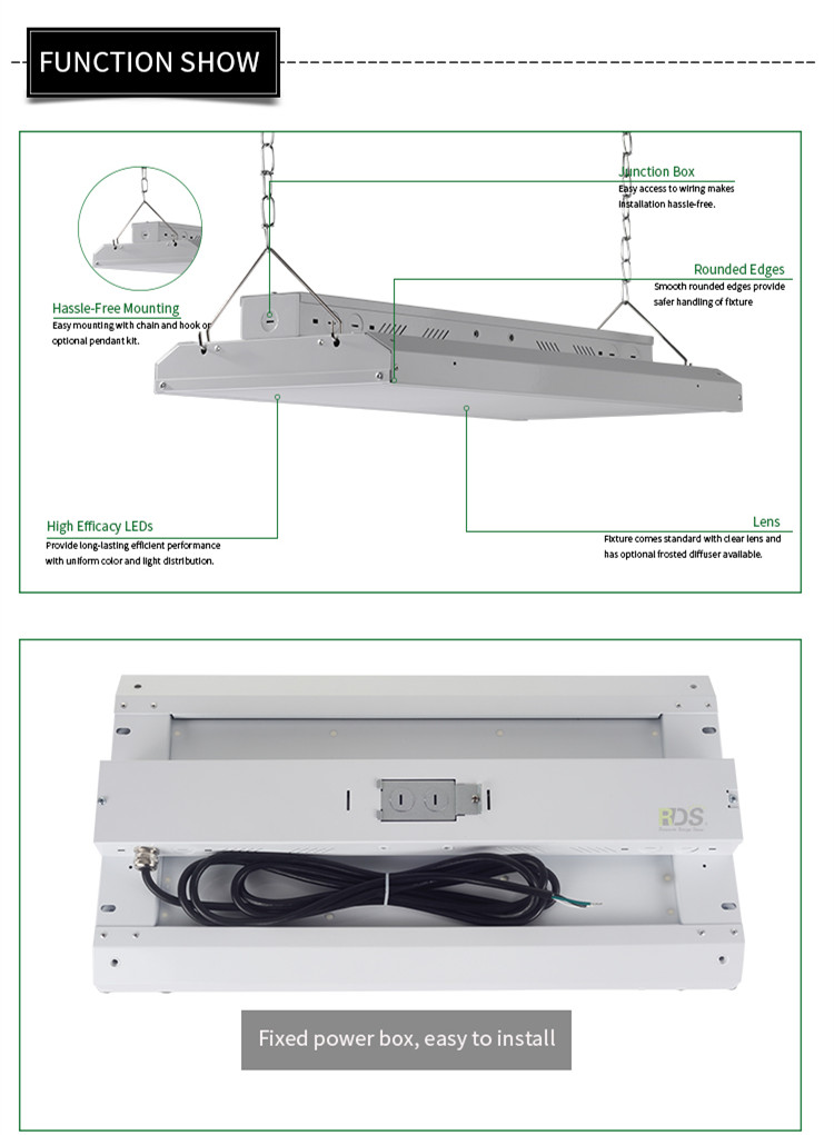 ETL 5013243 CETL DLC 130LM FCC Sensor 300w Industrial 4ft LED Linear High Bay Shop Light