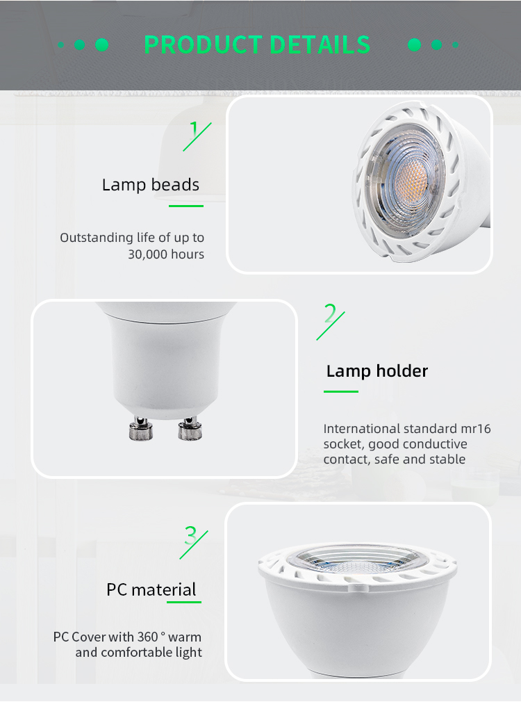 New LED spotlight 6.5W GU10 directional LED bulb 36 38 degree 2835 bead LED Cup CE RoHS FCC TUV