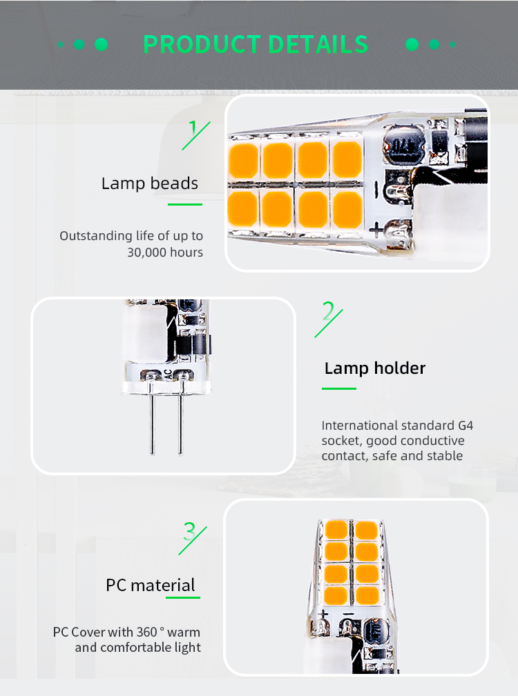 G4 led corn light dimmable 12V lighting 2835 lamp beads 1.8W eye protection bulb