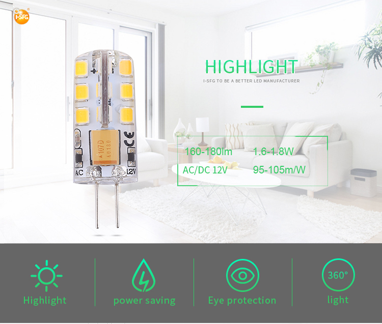 Silicone Dimmable G4 LED Lights AC/DC12V LED Clear Corn Bulb Lamp For Chandelier Light