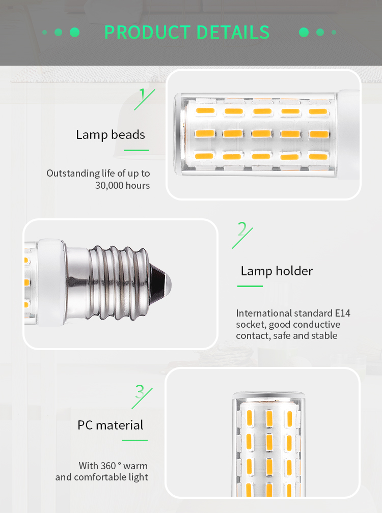 New E14 lamp head 4014 lamp beads 3W 4W 5W LED corn lamp AC100V 240V 100-265V led bulb CE RoHS 450lm