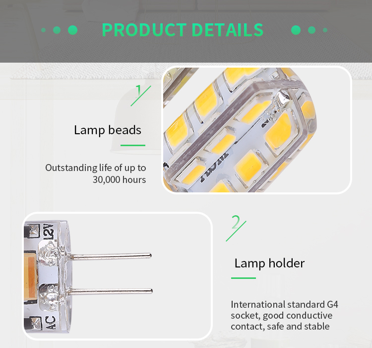 Silicone Dimmable G4 LED Lights AC/DC12V LED Clear Corn Bulb Lamp For Chandelier Light