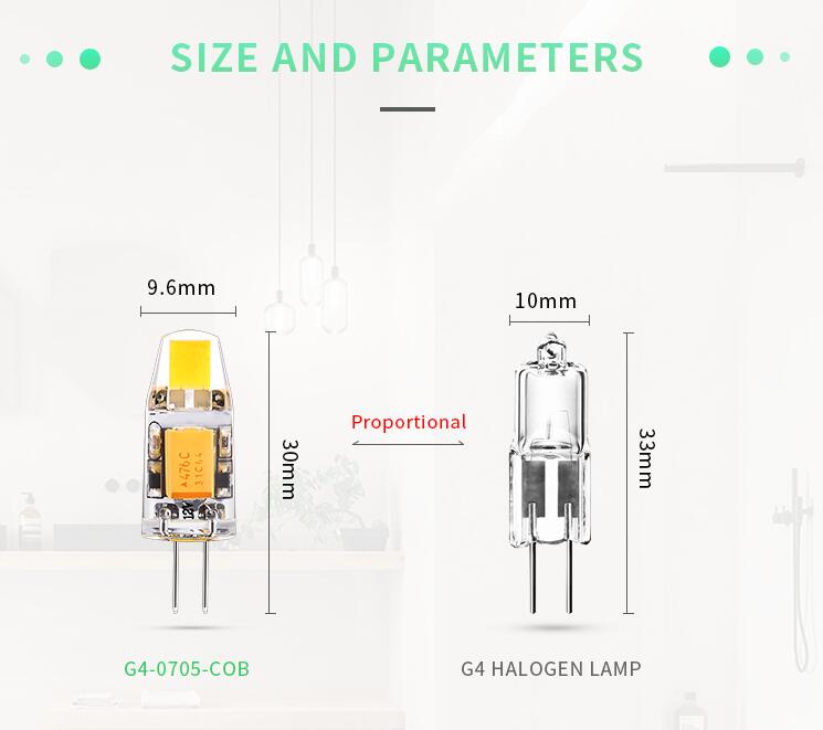 I-SFG G4 0705COB silicon light source led bulb 1.2W AC/DC12V warm white 2700K natural white 4000K cool white 6000K