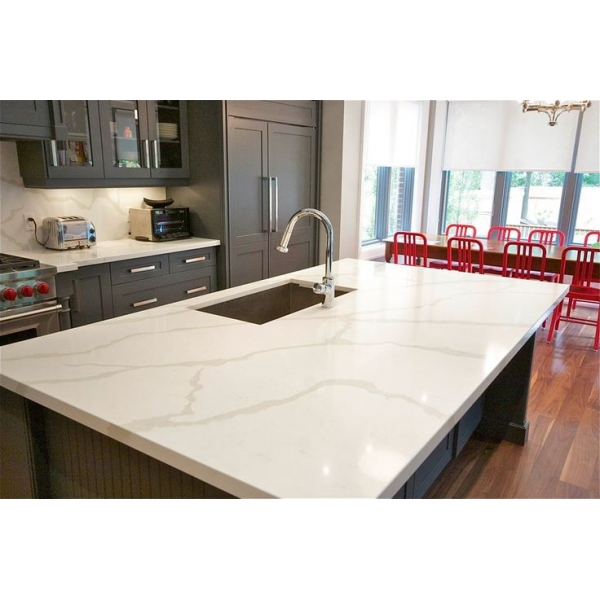 Marble Look Calacatta Quartz Countertops For Kitchen