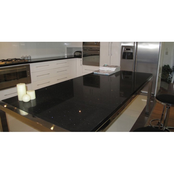 Man Made Black Quartz Countertops Kitchen