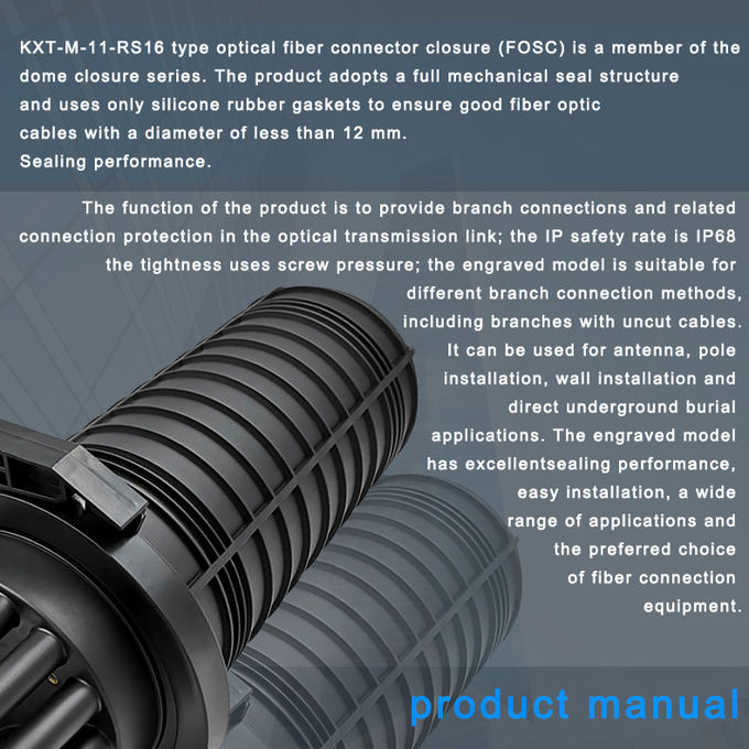1*16 Splitting Fiber Optic Dome Closure IP68 Outdoor FOSC PP Thread Mechanical Sealing 2