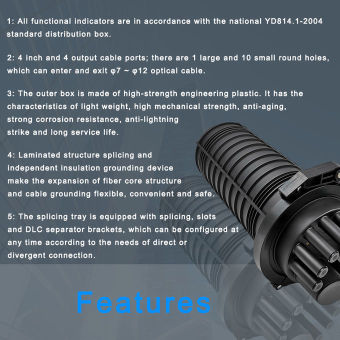 1*16 Splitting Fiber Optic Dome Closure IP68 Outdoor FOSC PP Thread Mechanical Sealing 1