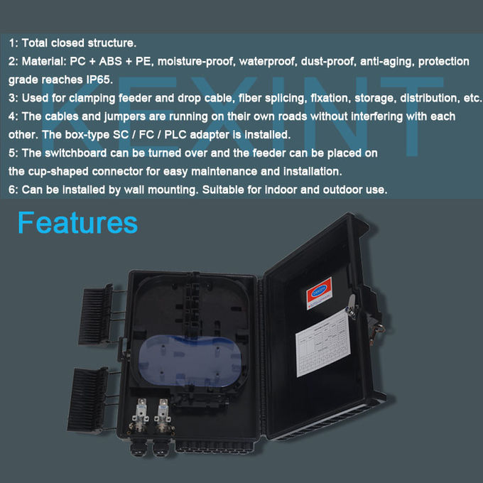 16 Core Outdoor Fiber Optic Distribution Cabinet Black PC ABS PE Fiber Splicing 1*16 7