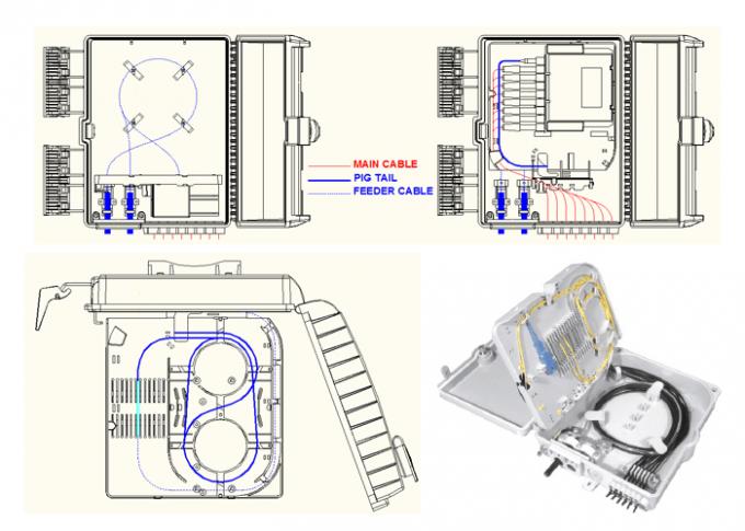 16 Core Outdoor Fiber Optic Distribution Cabinet Black PC ABS PE Fiber Splicing 1*16 0