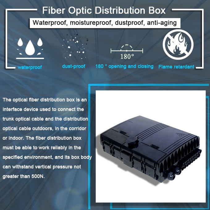 16 Core Outdoor Fiber Optic Distribution Cabinet Black PC ABS PE Fiber Splicing 1*16 6