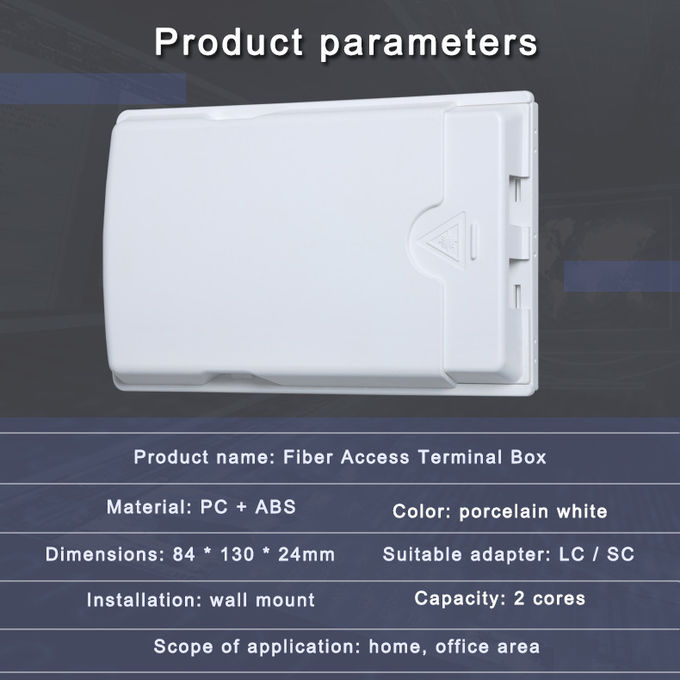 2 Core Mini FTTH Distribution Terminal Box Flame Retardant SC APC Adapters Include 4