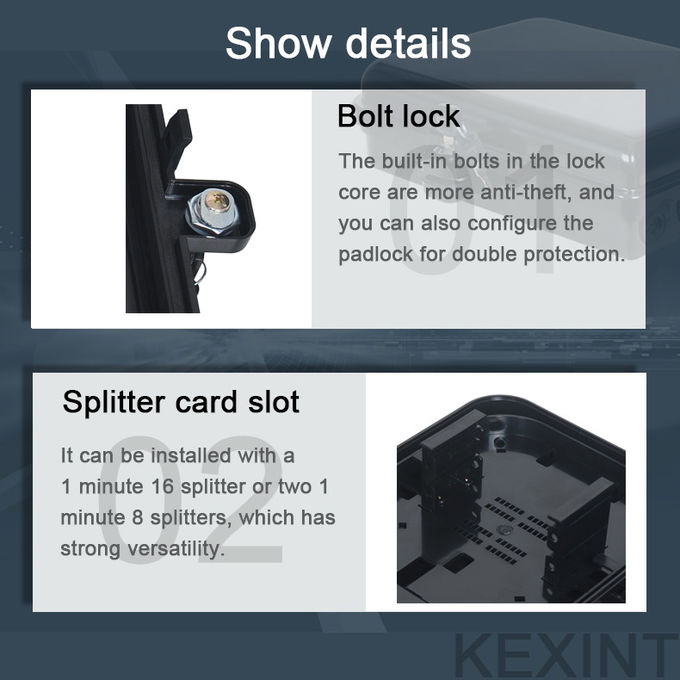 24 Core Outdoor Fiber Optic Distribution Box ABS PC Wall Hanging Pole Installation 7