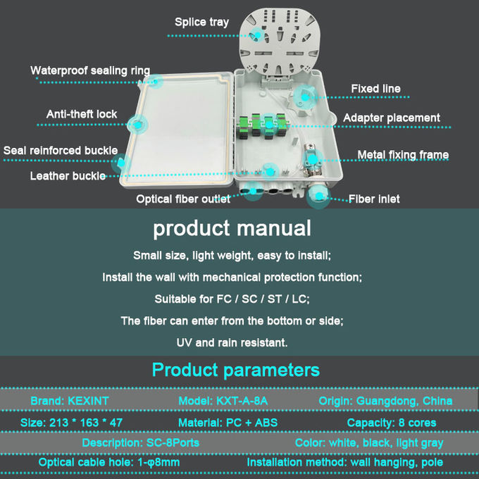 FTTH Information Outdoor Fiber Optic Distribution Box Cabinet Network SC/APC ABS 4