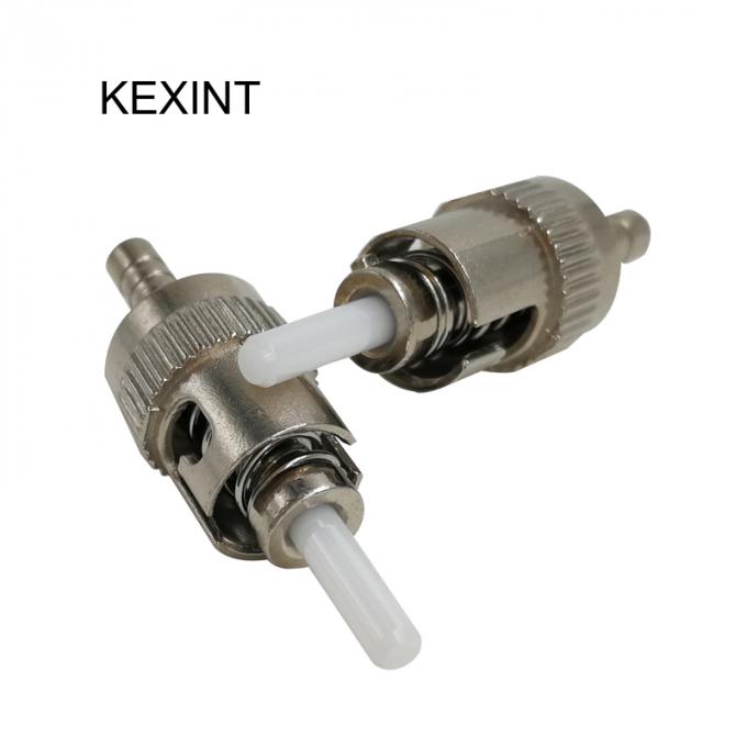 Metal Colour ST Type Fiber Optic Connector Couplers Single Mode 50/55/60/65mm Length 2