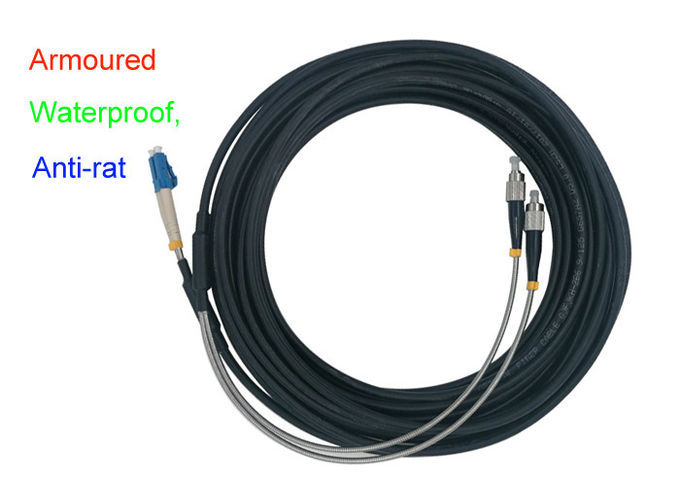 Waterproof Armoured Duplex Fiber Patch Cord Indoor 5.0mm Anti - Rat DX LC FC 0