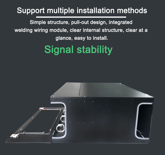 Panel de conexión óptica para rack ODF de 4U y 144 núcleos SC/APC con 12 casetes 3