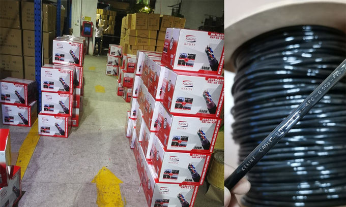 Outdoor Two-layer sheath Cat5e F/UTP Copper Lan Cable Conductor 24 AWG Pass Fluke 100m Test Mouse Proof 1