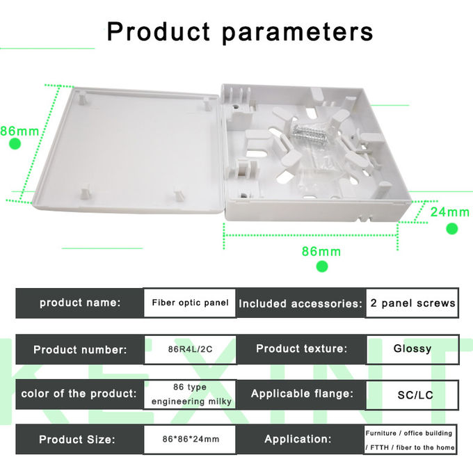 Caja de distribución de fibra óptica ignífuga, resistente al polvo y multifuncional, FTTH 86 ABS, para interiores