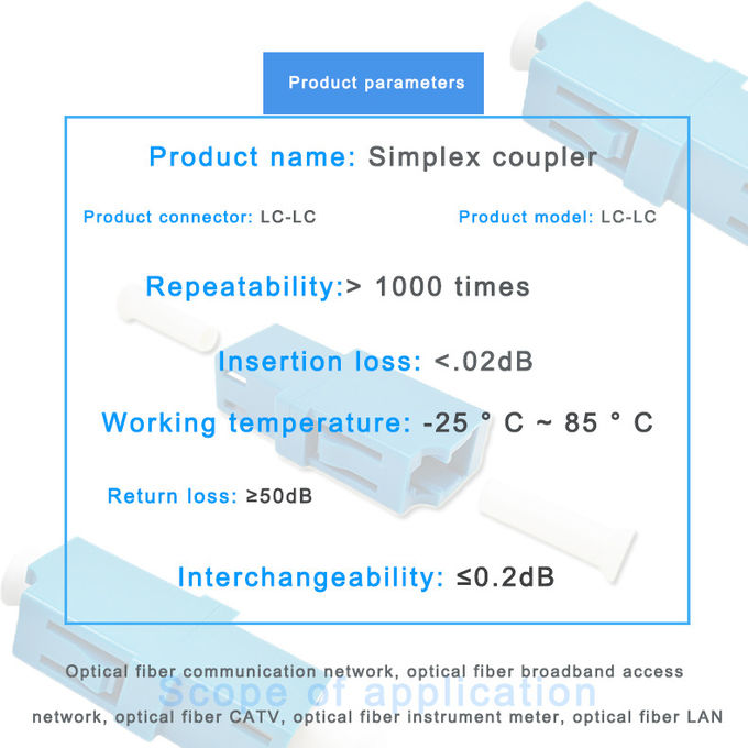 Adaptador de fibra óptica LC monomodo SIMPLEX SM MM APC OM3 OM4 Funda cerámica 1