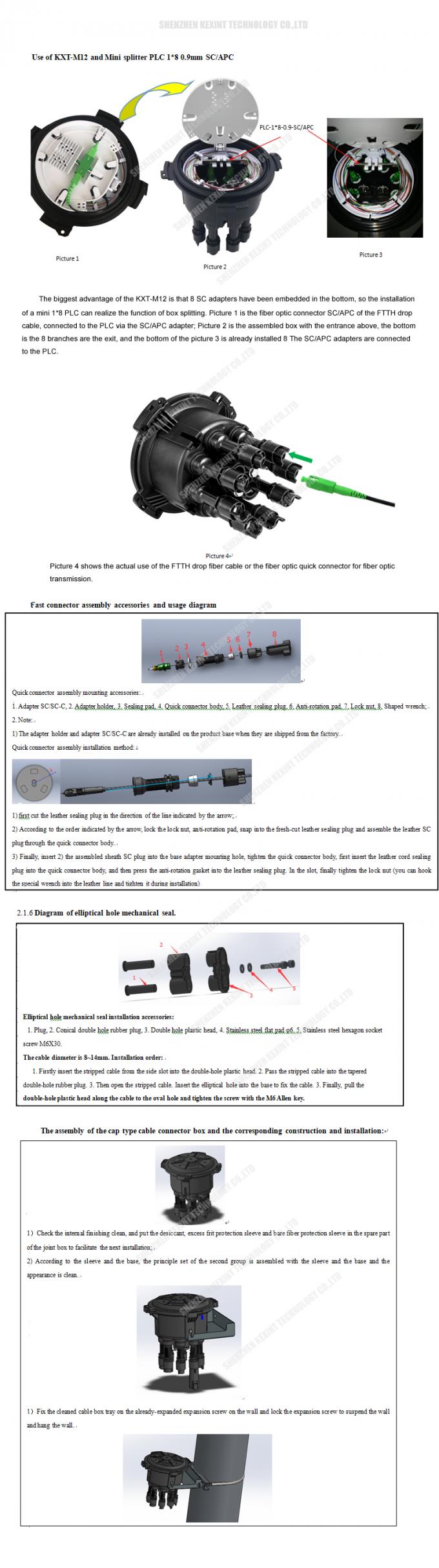 12 Core 2 Into 8 Out SC Fiber Optic Closure Enclosure Outdoor IP68 1 X 8 PLC Splitter 2