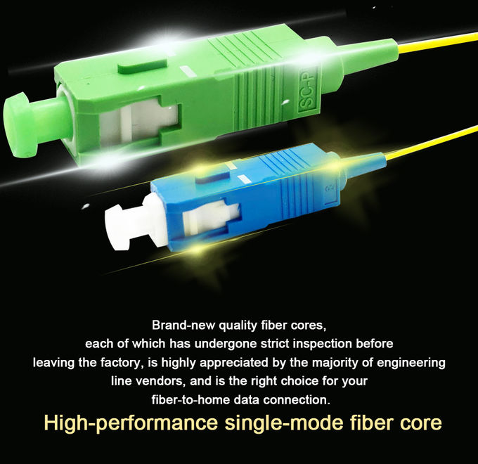 Cable de conexión de fibra óptica amarillo, monomodo SC/APC G657A2, 0,9 mm, retorno 65 dB, 0