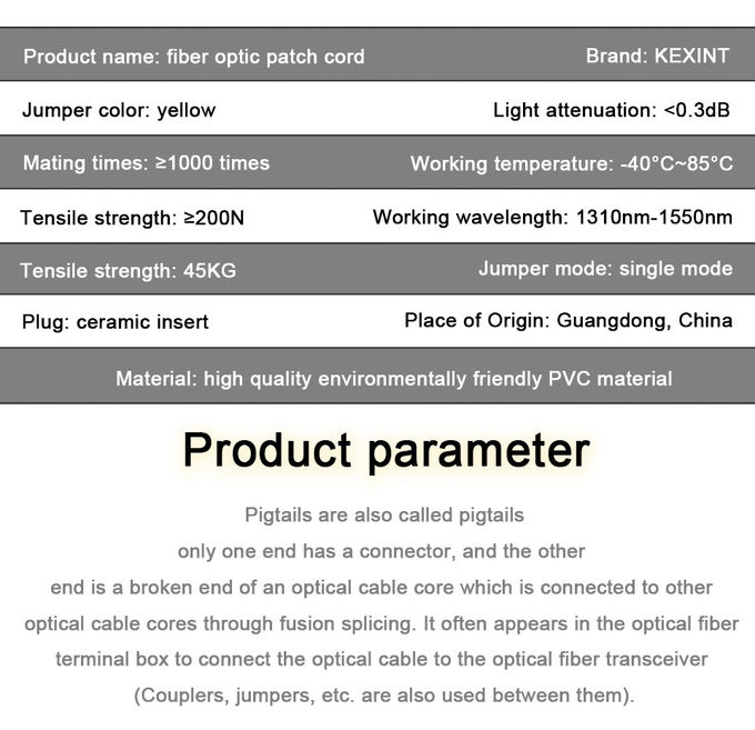SC/UPC Single Mode To Multimode Fiber Patch Cord Pigtail 0.9mm OM1 OM2 2