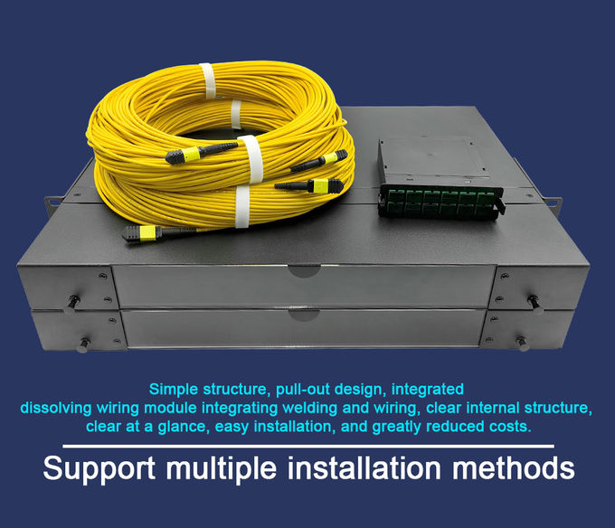 Panel de conexión de fibra óptica SC APC 1, 48 núcleos, OM4, 1U, 19" MPO ODF, para rack