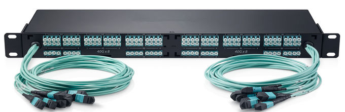 Cable de conexión MTP MPO de 40G y 100G a LC, casetes OM3 con pérdida de inserción máxima de 0,35 dB