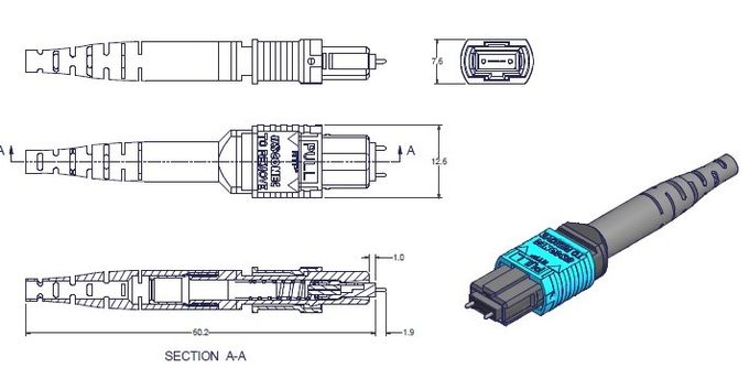 Cable de conexión de fibra óptica OM4 OM3 24 MTP MPO 5M LSZH USCONEC Color azul agua 0