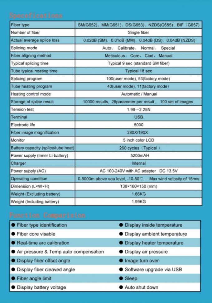 Empalmador de fibra óptica portátil FTTH, máquina de fusión eléctrica, medidor de potencia óptica KL-630E