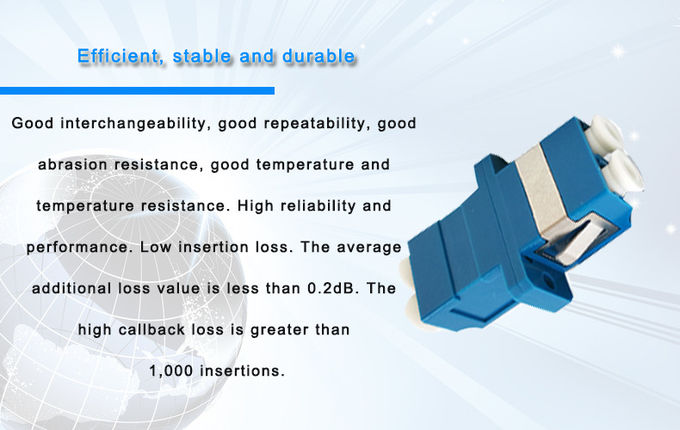 Duplex Flange Blue Fiber Optic Adapters LC UPC SC Connector 60db Returen Loss 5
