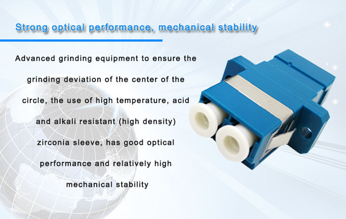 Duplex Flange Blue Fiber Optic Adapters LC UPC SC Connector 60db Returen Loss 3