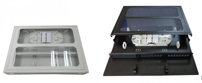 1.4U SC LC Rack Fiber Patch Panel 24 48 Port Top Transparent Cover For Easy Observation 1