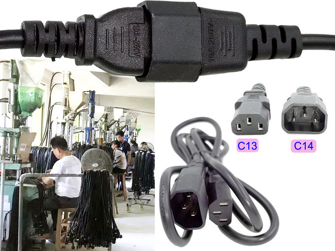 C13 C14 Power Cord Copper Lan Cable 1.5m Black 18AWG C19 C20 PDU IEC320 Certified 0