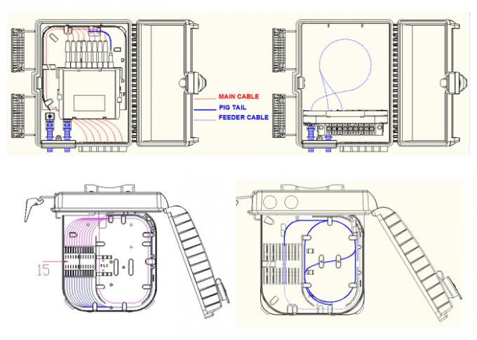 Cajas de terminación de cable de fibra óptica de 8 y 12 núcleos con poste de sujeción, luz blanca y negra, 0