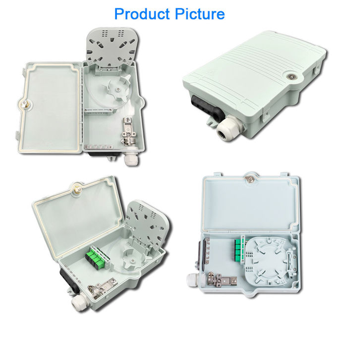 Divisor FTTH Caja de distribución de fibra óptica de 4 núcleos Material ABS para PC Montaje en pared 4