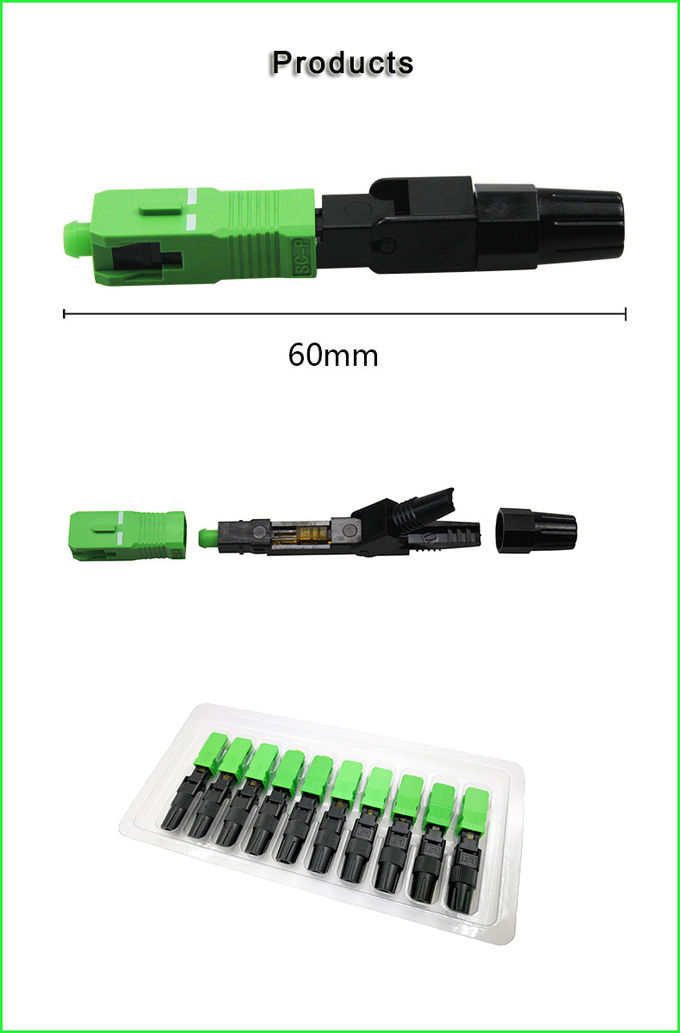 FTTH SC APC Fiber Optic Quick Connector Can be reused 55 mm Long Fast Connector 6
